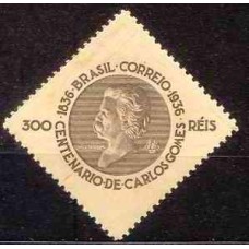 SB0106N-SELO CENTENÁRIO DO NASCIMENTO DE CARLOS GOMES, 300 RÉIS SÉPIA - 1936 - N