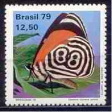SB1101M-SELO EXPOSIÇÃO FILATÉLICA BRASILIANA 79 - DIA DO SELO - BORBOLETAS, DIAETHRIA CLY - 1979 - MINT