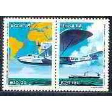 SB1399NS-SE-TENANT CINQUENTENÁRIO DO 1º VOO REGULAR TRANSOCEÂNICO DO MUNDO ALEMANHA-BRASIL - 1984 - N
