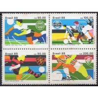 SB1597NQ-QUADRA CLUBES DE FUTEBOL CAMPEÕES DA COPA BRASIL - TAÇA DE OURO II, 4ª POSIÇÃO - 1988 - N