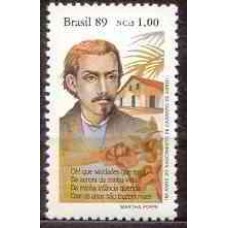 SB1654N-SELO DIA DO LIVRO, 150 ANOS DO NASCIMENTO DE CASIMIRO DE ABREU - 1989 - N