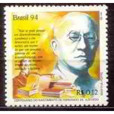 SB1915M-SELO LITERATURA BRASILEIRA, FERNANDO DE AZEVEDO - 1994 - MINT