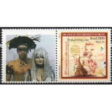 SB2254M.10-SELO PERSONALIZADO BRASIL 500 ANOS, ÍNDIO E FUTURISTA - 2000 - MINT