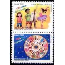 SB2475MSC-SÉRIE CRIANÇA ESPERANÇA, 3º SE-TENANT - 2002 - MINT