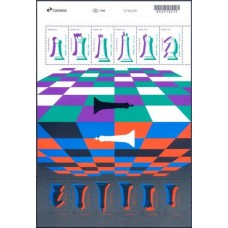 SB3962NF-MINIFOLHA XADREZ - 2020 - N - MARCA DE CANETA NA BORDA, SELOS MINT