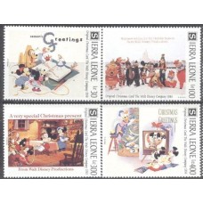 SER1406M-SÉRIE CARTÕES DE NATAL DA COMPANHIA WALT DISNEY II - SERRA LEOA - 1991 - MINT