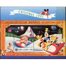 SERB168M-BLOCO CARTÕES DE NATAL DA COMPANHIA WALT DISNEY II - SERRA LEOA - 1991 - MINT