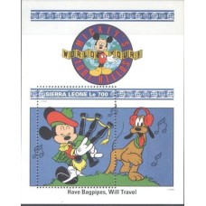 SERB177M-BLOCO VIAGEM DE MICKEY E SEUS AMIGOS PELO MUNDO I - SERRA LEOA - 1992 - MINT