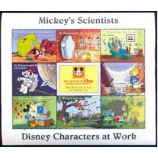 SVI2690MFA-MINIFOLHA PERSONAGENS DISNEY NO TRABALHO II - CIENTISTAS, 8 VALORES - SÃO VICENTE - 1995 - MINT