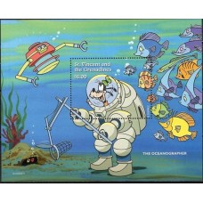 SVIB319M-BLOCO PERSONAGENS DISNEY NO TRABALHO II - CIENTISTAS - SÃO VICENTE - 1995 - MINT