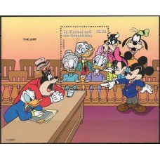 SVIB320M-BLOCO PERSONAGENS DISNEY NO TRABALHO III - LEI E ORDEM - SÃO VICENTE - 1995 - MINT