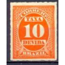 TX0010M-SELO TAXA CIFRA ABN CORES DIVERSAS, 10 RÉIS - 1890 - MINT