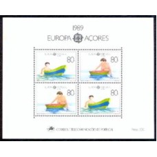 AÇOB010M-BLOCO SÉRIE EUROPA - JOGOS INFANTIS - AÇORES - 1989 - MINT