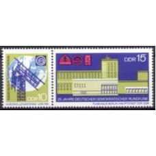ALO1265NA-SE-TENANT 25º ANIVERSÁRIO DA FUNDAÇÃO DA RADIODIFUSÃO NA DDR - ALEMANHA ORIENTAL - 1970 - N