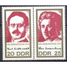 ALO1336MA-SE-TENANT CENTENÁRIO DO NASCIMENTO DE KARL LIEBKNECHT E ROSA LUXEMBURGO - ALEMANHA ORIENTAL - 1971 - MINT
