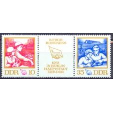 ALO1447MA-TRÍPTICO 8º CONGRESSO DA CONFEDERAÇÃO DOS SINDICATOS LIVRES ALEMÃES - ALEMANHA ORIENTAL - 1972 - MINT