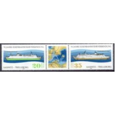 ALO2095NA-TRÍPTICO 70º ANIVERSÁRIO DA LIGAÇÃO SASSNITZ-TRELLEBORG POR FERRY BOAT - ALEMANHA ORIENTAL - 1979 - N