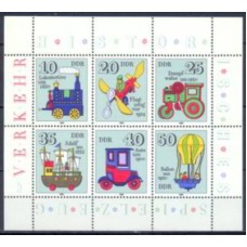ALO2224NF-MINIFOLHA BRINQUEDOS HISTÓRICOS I - TRANSPORTES - ALEMANHA ORIENTAL - 1980 - N