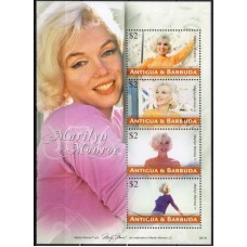 ANB3952MF-MINIFOLHA MARILYN MONROE - ANTIGUA E BARBUDA - 2008 - MINT