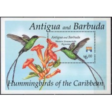 ANBB0236M-BLOCO EXPOSIÇÃO FILATÉLICA GENOVA 92 - BEIJA-FLORES II - ANTIGUA E BARBUDA - 1993 - MINT