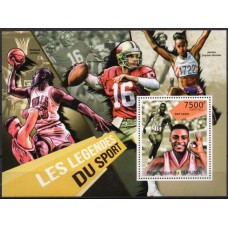 BURB0201M-BLOCO LENDAS DO ESPORTE: CARL LEWIS - BURUNDI - 2012 - MINT
