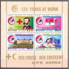 CON1940MF-MINIFOLHA 125 ANOS DA CRUZ VERMELHA E CRESCENTE VERMELHO INTERNACIONAL - COREIA DO NORTE - 1988 - MINT