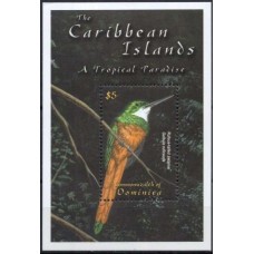 DOMB0434M-BLOCO ILHAS DO CARIBE - PARAÍSO TROPICAL, BEIJA-FLOR - DOMINICA - 2001 - MINT