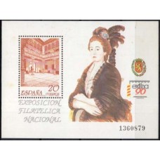 ESPB0042N-BLOCO EXPOSIÇÃO FILATÉLICA EXFILNA 90 - ESPANHA - 1990 - N