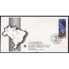 FD0460.02-FDC 10 ANOS ANSAT - ESTAÇÕES TERRENAS DE COMUNICAÇÃO VIA SATÉLITE - 1988 - CBC BRASÍLIA