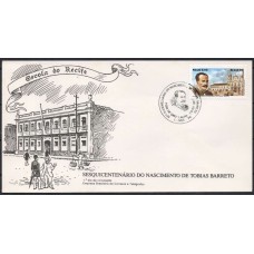 FD0470.04-FDC SESQUICENTENÁRIO DO NASCIMENTO DE TOBIAS BARRETO - 1989 - CBC OLINDA