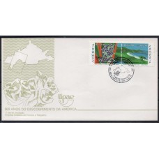 FD0516.01-FDC UPAEP - 500 ANOS DO DESCOBRIMENTO DA AMÉRICA - RESERVA BIOLÓGICA DA PRAIA DO SUL - 1990 - CBC RIO DE JANEIRO