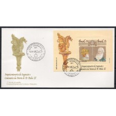 FD0551.01-FDC BLOCO SESQUICENTENÁRIO DA SAGRAÇÃO E CENTENÁRIO DA MORTE DE DOM PEDRO II - 1991 - CBC PETRÓPOLIS