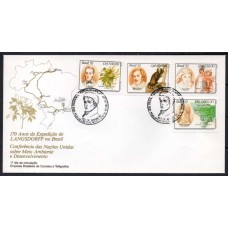 FD0564.01-FDC 170 ANOS DA EXPEDIÇÃO DE LANGSDORFF NO BRASIL - CONFERÊNCIA DAS NAÇÕES UNIDAS SOBRE MEIO AMBIENTE E DESENVOLVIMENTO - 1992 - CBC RIO DE JANEIRO