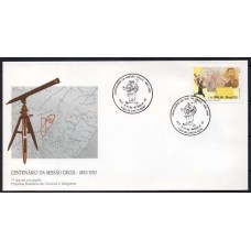 FD0578.01-FDC CENTENÁRIO DA MISSÃO CRULS - 1992 - CBC BRASÍLIA