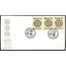 FD0589.01-FDC SÉRIE 150 ANOS DO SELO POSTAL BRASILEIRO - EXPOSIÇÃO FILATÉLICA BRASILIANA 93 - 1993 - CBC RIO DE JANEIRO