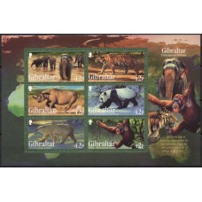 GIBB0103M-BLOCO ANIMAIS EM PERIGO DE EXTINÇÃO I - GIBRALTAR - 2012 - MINT