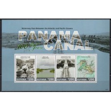 GUY6486MF-MINIFOLHA 100º ANIVERSÁRIO DO CANAL DO PANAMÁ - GUIANA - 2014 - MINT