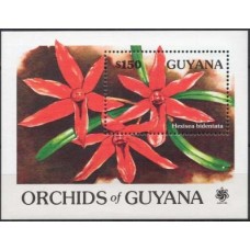 GUYB0052M-BLOCO ORQUÍDEAS DA GUIANA - GUIANA - 1990 - MINT