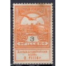HUN0108N-SELO COROA DE SANTO ETIENE E AVE, 3FI - HUNGRIA - 1913 - N