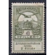 HUN0110N-SELO COROA DE SANTO ETIENE E AVE, 6FI - HUNGRIA - 1913 - N