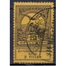 HUN0112U-SELO COROA DE SANTO ETIENE E AVE, 12FI - HUNGRIA - 1913 - U