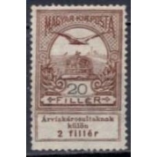 HUN0114N-SELO COROA DE SANTO ETIENE E AVE, 20FI - HUNGRIA - 1913 - N