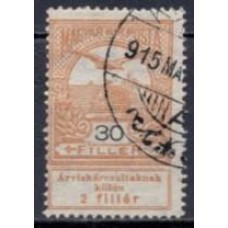 HUN0116U-SELO COROA DE SANTO ETIENE E AVE, 30FI - HUNGRIA - 1913 - U