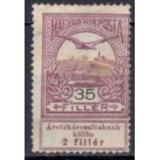 HUN0117N-SELO COROA DE SANTO ETIENE E AVE, 35FI - HUNGRIA - 1913 - N