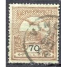 HUN0123UA-SELO COROA DE SANTO ETIENE E AVE, 70FI - HUNGRIA - 1914 - U