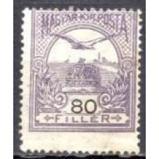 HUN0124N-SELO COROA DE SANTO ETIENE E AVE, 80FI - HUNGRIA - 1914 - N