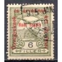 HUN0146U-SELO COROA DE SANTO ETIENE E AVE COM SOBRECARGA, 6FI - HUNGRIA - 1915 - U HUN0146U-SELO COROA DE SANTO ETIENE E AVE COM SOBRECARGA, 6FI - HUNGRIA - 1915 - U