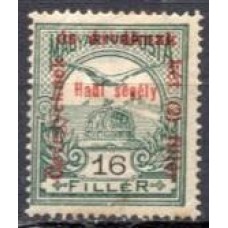 HUN0149N-SELO COROA DE SANTO ETIENE E AVE COM SOBRECARGA, 16FI - HUNGRIA - 1915 - N