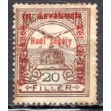 HUN0150N-SELO COROA DE SANTO ETIENE E AVE COM SOBRECARGA, 20FI - HUNGRIA - 1915 - N