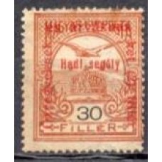 HUN0152N-SELO COROA DE SANTO ETIENE E AVE COM SOBRECARGA, 30FI - HUNGRIA - 1915 - N